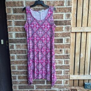 Lucky Brand Dress Sleeveless Jersey Stretch Womens 1X Paisley Medallion Print